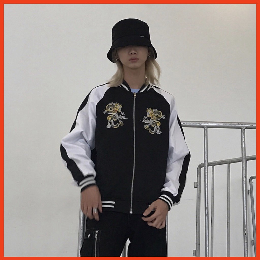 Hot Áo Khoác Dù 2 lớp BOMBER Hình Thêu RỒNG ĐEN DRAGON | BigBuy360 - bigbuy360.vn