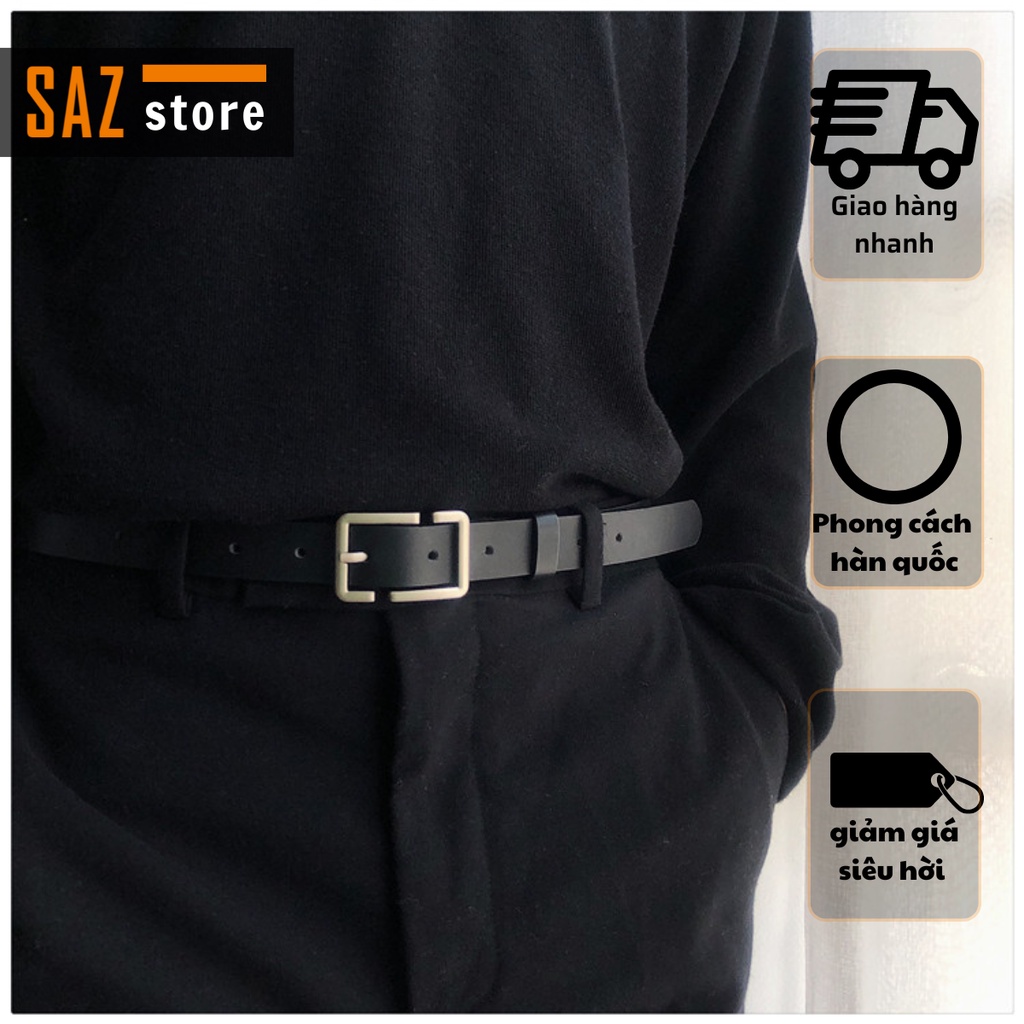 Thắt lưng nam nữ Ulzzang thời trang Hàn Quốc bản nhỏ 2.3cm - 2.8cm, dây nịt lưng cá tính hình vuông SAZ - Bbelt