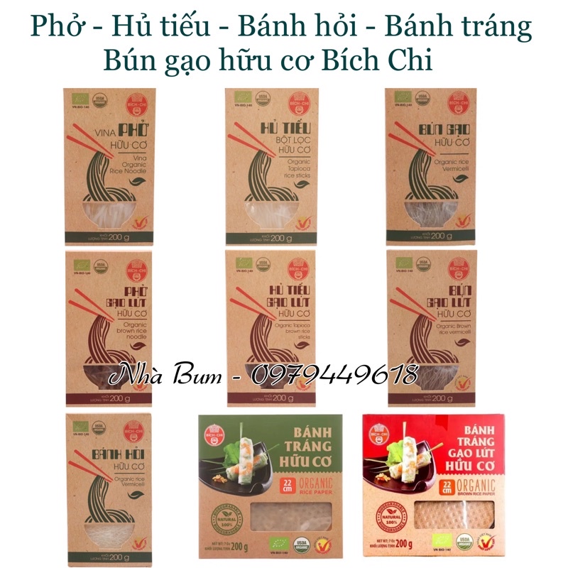 Tổng hợp Phở hữu cơ, Hủ Tiếu, Bánh Hỏi, Bún gạo, Bún Lứt, Bánh tráng hữu cơ Bích Chi