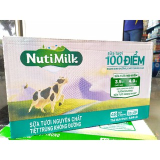Sữa tiệt trùng NutiFood 180ml thùng 48 hộp