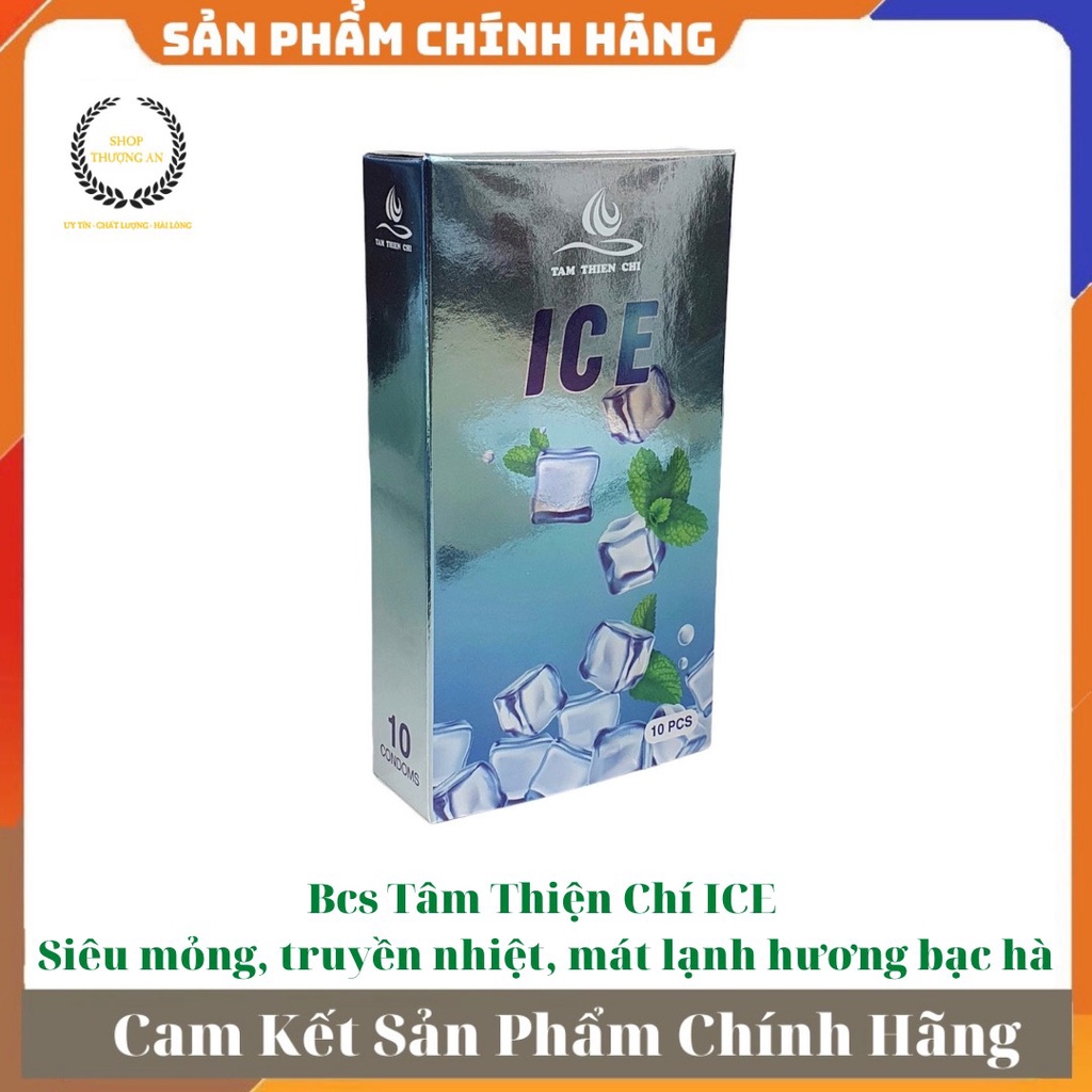 [ GIÁ SỈ ] - Bao Cao Su Tâm Thiện Chí ICE, Siêu Mỏng, kéo dài,  Mát Lạnh Hương Bạc Hà -  Hộp 10 Chiếc