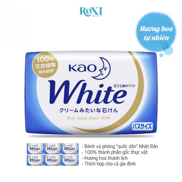 Xà phòng cục Kao White ROXI Beauty xà phòng rửa tay, tắm thay sữa tắm, để thơm tủ quần áo Kao Soap Nhật Bản 130g