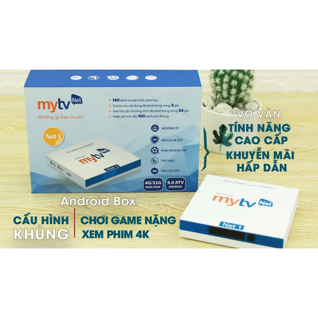 ANDROID MYTV NET RAM 4G ROM 32G TẶNG TÀI KHOẢN HDPLAY, HỖ TRỢ ĐIỀU KHIỂN GIỌNG NÓI, bảo hành chính hãng 12 tháng