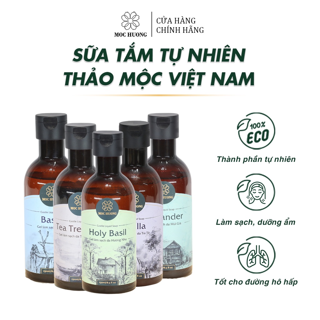 Sữa Tắm Thảo Mộc MỘC HƯƠNG Chiết Xuất Tự Nhiên Dùng Rửa Mặt, Tắm Rửa, Gội Đầu