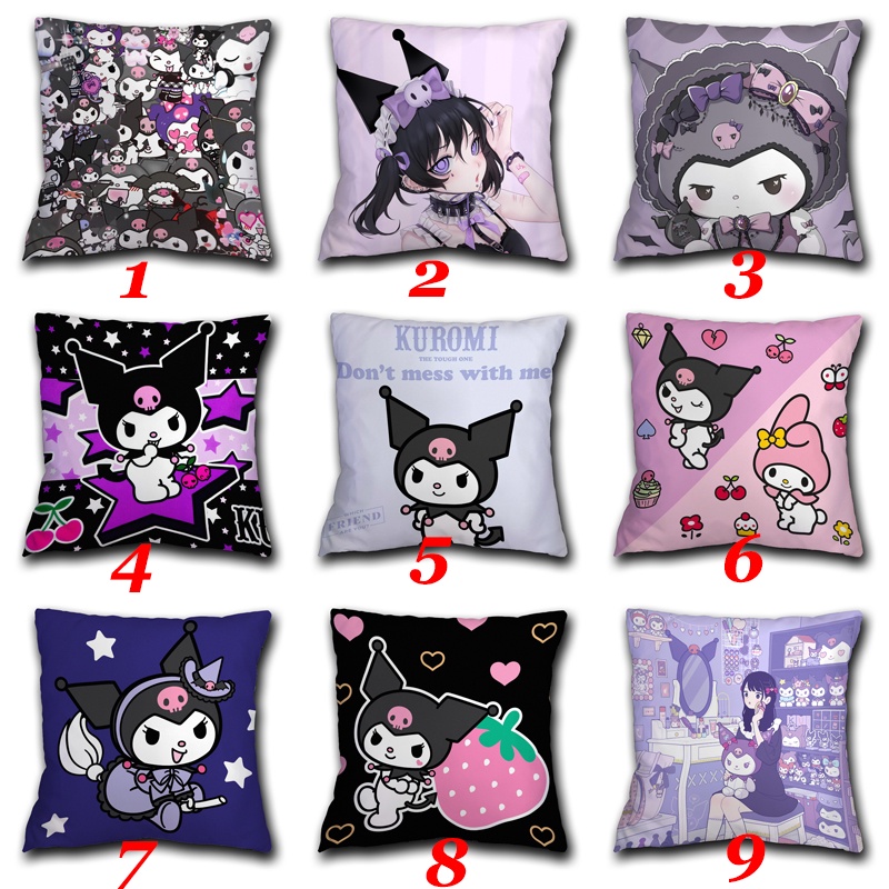 Vỏ Gối Sofa Bằng Polyester In Hình Nhân Vật Hoạt Hình Kuromi Dễ Thương Trang Trí Nhà Cửa