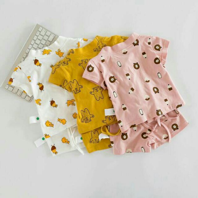 Bộ mặc nhà cho bé trai và bé gái Mialy Kids (6kg- 10kg)- Vải cotton mát mẻ, thoáng mát cho bé