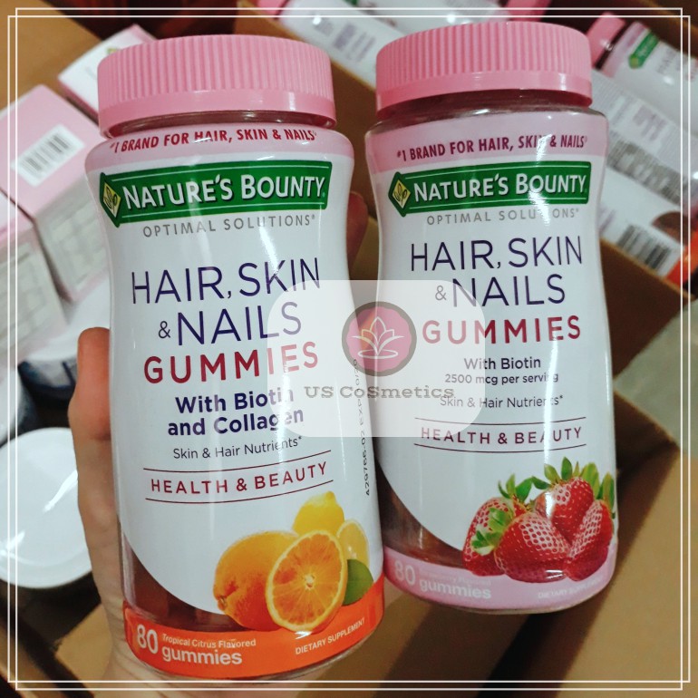 Kẹo dẻo Hair, Skin and Nails Gummies 80 viên của Mỹ