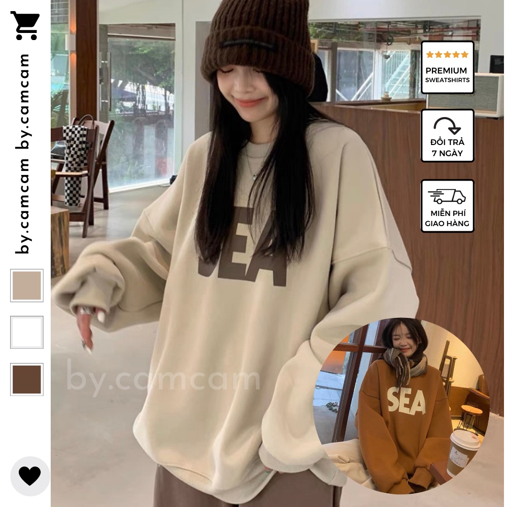 Áo Nỉ SEA, Áo Sweater Cổ Tròn 3 Màu Mặc Đôi Cực Cool 𝘽𝙮.𝙘𝙖𝙢𝙘𝙖𝙢