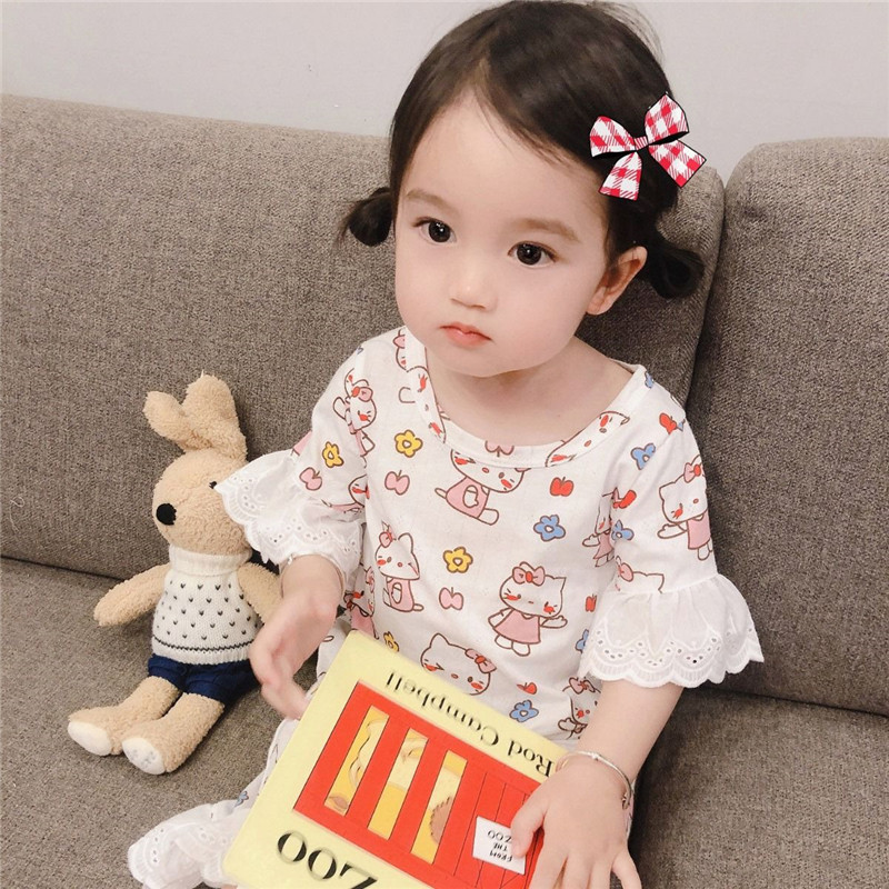 đồ ngủ In Hình Dễ Thương Cho Bé Gái/Girl Princess housewear / baby cute cotton lace pajamas