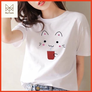 Nhiều mẫu: áo phông nữ form rộng cotton tay ngắn , áo thun phông nữ unisex in mèo milk tea mặc nhà đi chơi siêu xinh