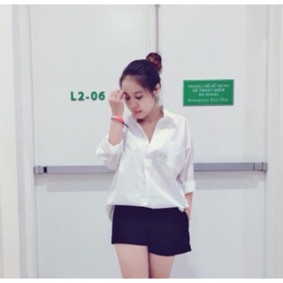  Sơ mi Oversize cổ V chéo (không nút)