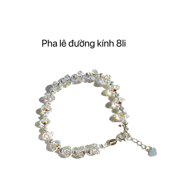 Vòng tay pha lê chuẩn bạc lấp lánh 7 sắc cầu vòng DaLiA Jewelry lắc tay pha lê chuẩn bạc xinh