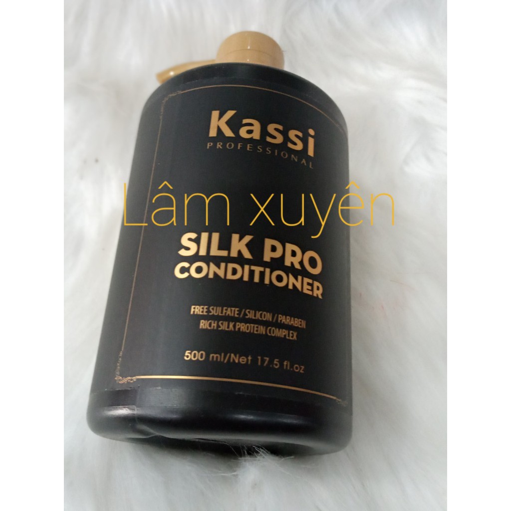 [Tận Gốc] Bộ dầu gội xả xịt dưỡng phục hồi Kassi 500ml SILK PRO siêu thơm mềm mượt phục hồi giữ màu tóc uốn duỗi nhuộm