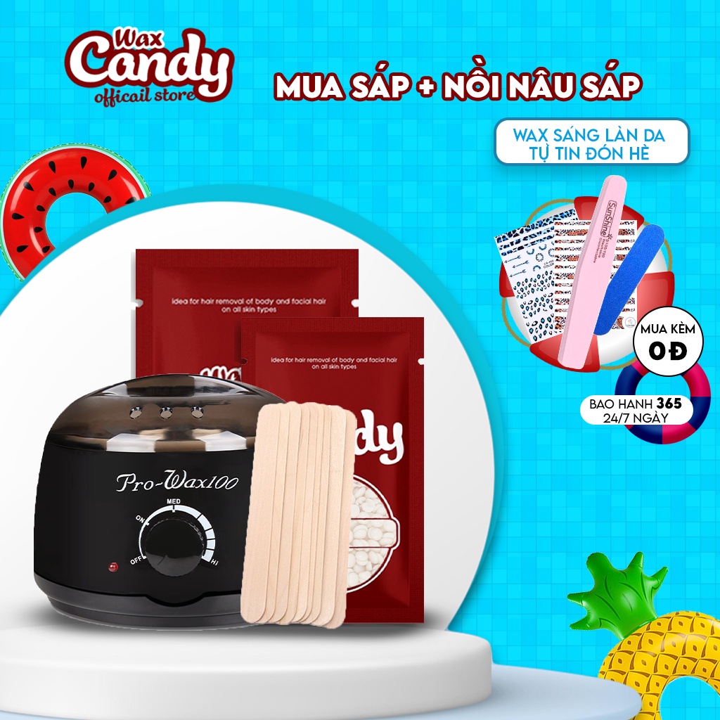 Nồi wax lông kèm sáp wax lông hard wax bean CANDYWAX