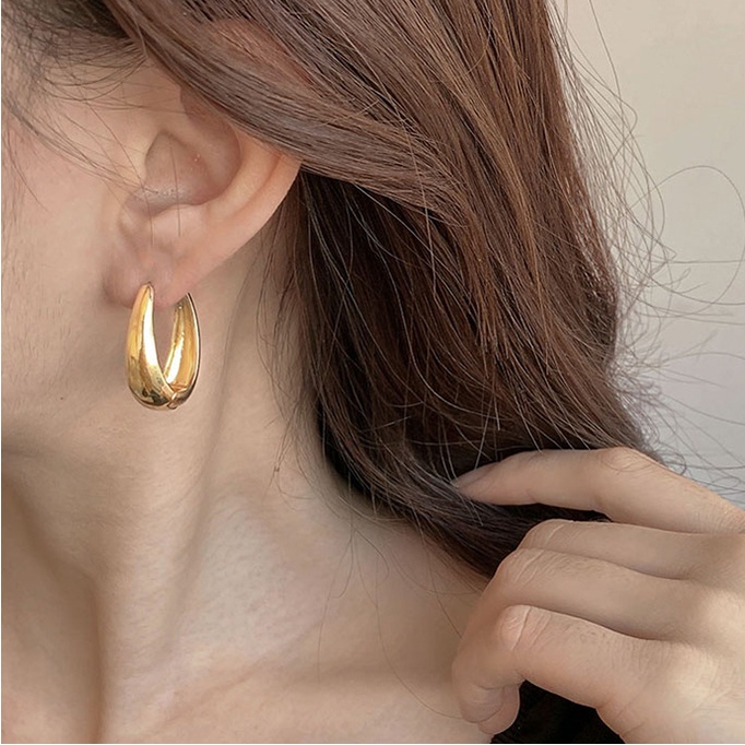 Khuyên Tai Kim Loại Mạ Vàng 925 Đính Đá Ngọc Trai Phong Cách Hàn Quốc Sang Trọng Cho Nữ