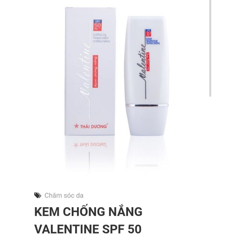 KEM CHỐNG NẮNG VALENTINE SPF 50