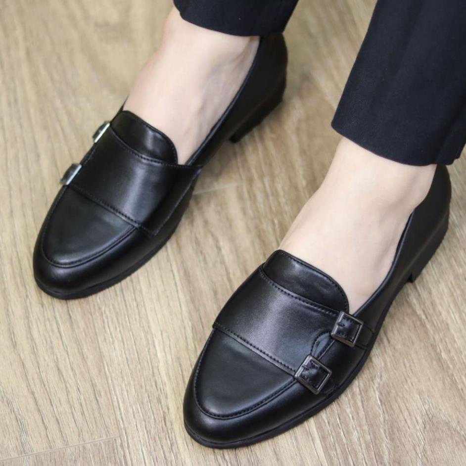 Giày Da Nam_ Giày Lười Nam Da Lì 2 Khóa Chéo Trẻ Trung [ Đế Khâu Chắc Chắn ] Mã L191 | BigBuy360 - bigbuy360.vn