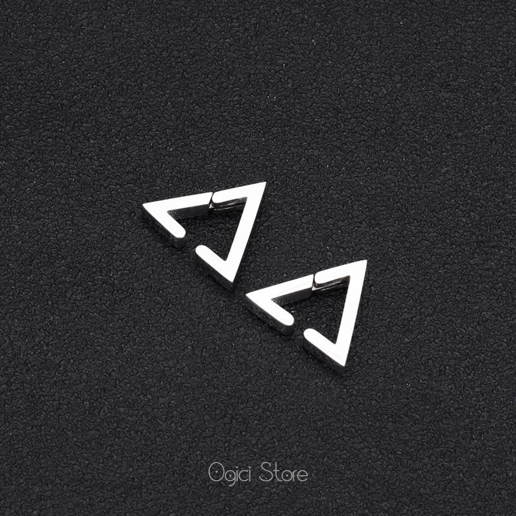 Bông tai nam nữ thép không gỉ, Khuyên tai không cần bấm lỗ kẹp tam giác trơn xu hướng đơn giản, Cá tính, Unisex, 1 chiếc