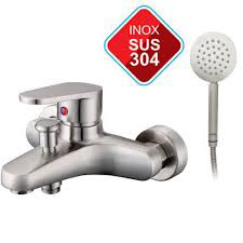 BỘ CỦ SEN TẮM NÓNG LẠNH TRÒN INOX SUS 304 CAO CẤP CS01 (TRẮNG VÁNG)