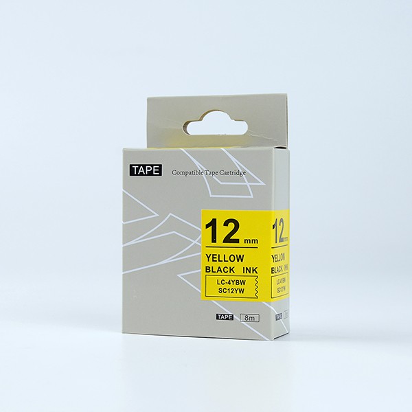 Nhãn in chữ đen nền vàng SC12YW / LC-4YBN (12mm) tương thích máy in nhãn Epson / KingJim Tepra (Yellow) | BigBuy360 - bigbuy360.vn