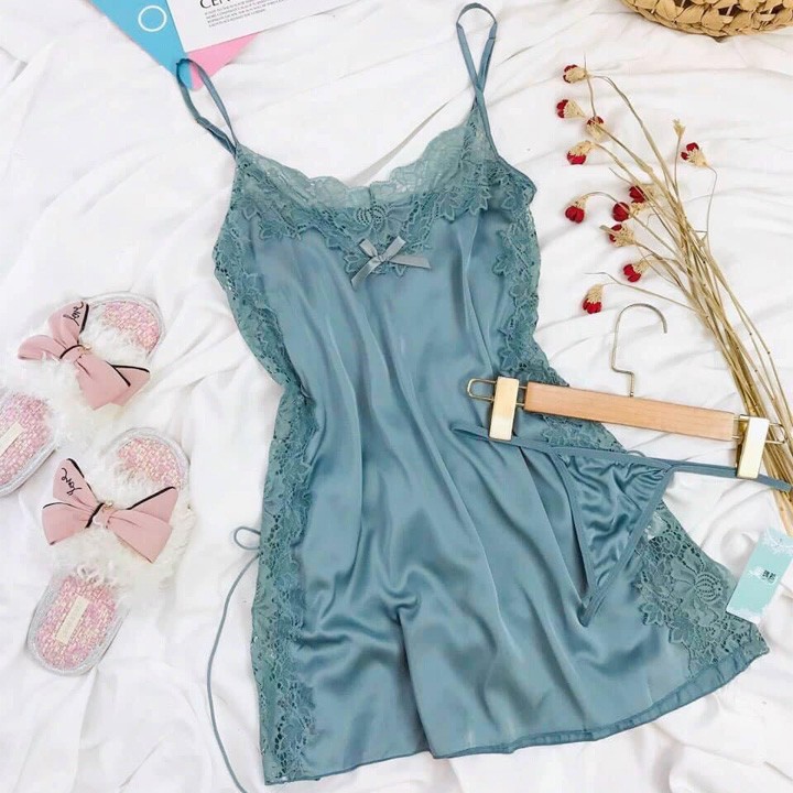 Váy ngủ sexy đan dây hông đầm ngủ lụa phối ren gợi cảm với 5 màu Hot Trend | BigBuy360 - bigbuy360.vn