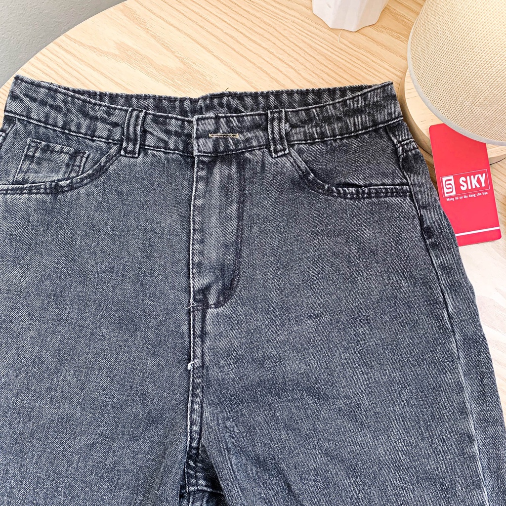 Quần jeans nữ SIKY dáng baggy cạp cao chất denim QJ19