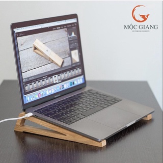 Giá đỡ laptop, giá kê macbook xếp gọn tiện dụng, chất liệu gỗ cao su tự nhiên
