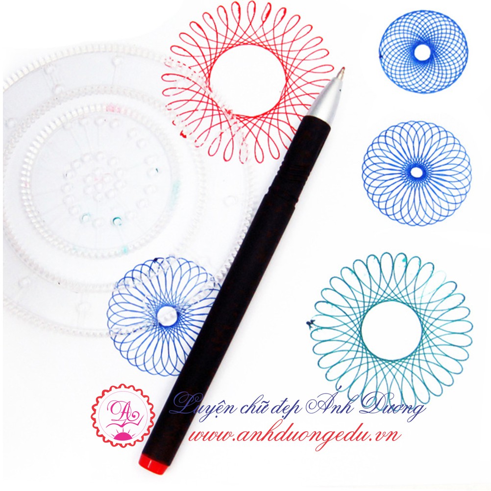 Bộ 28 thước vẽ tranh Ánh Dương Spirograph sáng tạo nhiều màu tăng khả năng ghi nhớ