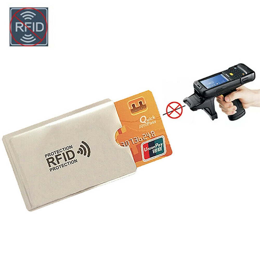 Set 10 Bao Đựng Thẻ Ngân Hàng / Danh Thiếp Bằng Kim Loại Chống Rfid Ốp