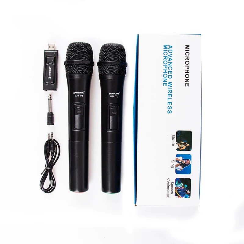 Combo 2 Micro Karaoke Bluetooth Không Dây Song Ca V20 - Âm vang có ECHO - Thu Âm Nhạy - Không Bị Rè Hú