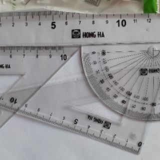 Bộ Thước kẻ, Eke, Đo góc 4 món Hồng Hà