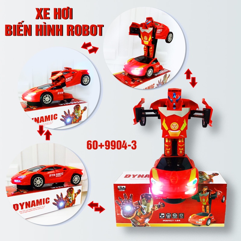 [Tặng Kèm Pin] Đồ Chơi Xe Điều Khiển 4 Chiều + Biến Hình RoBot Cho Bé