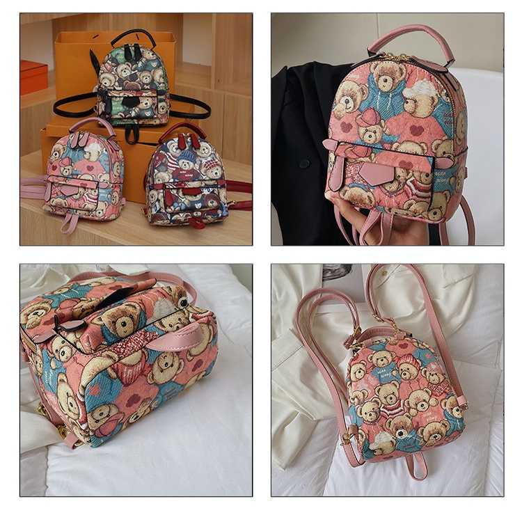 Ba Lô Da Mini Chuwanglin Hình Gấu Đa Chức Năng Cho Nữ