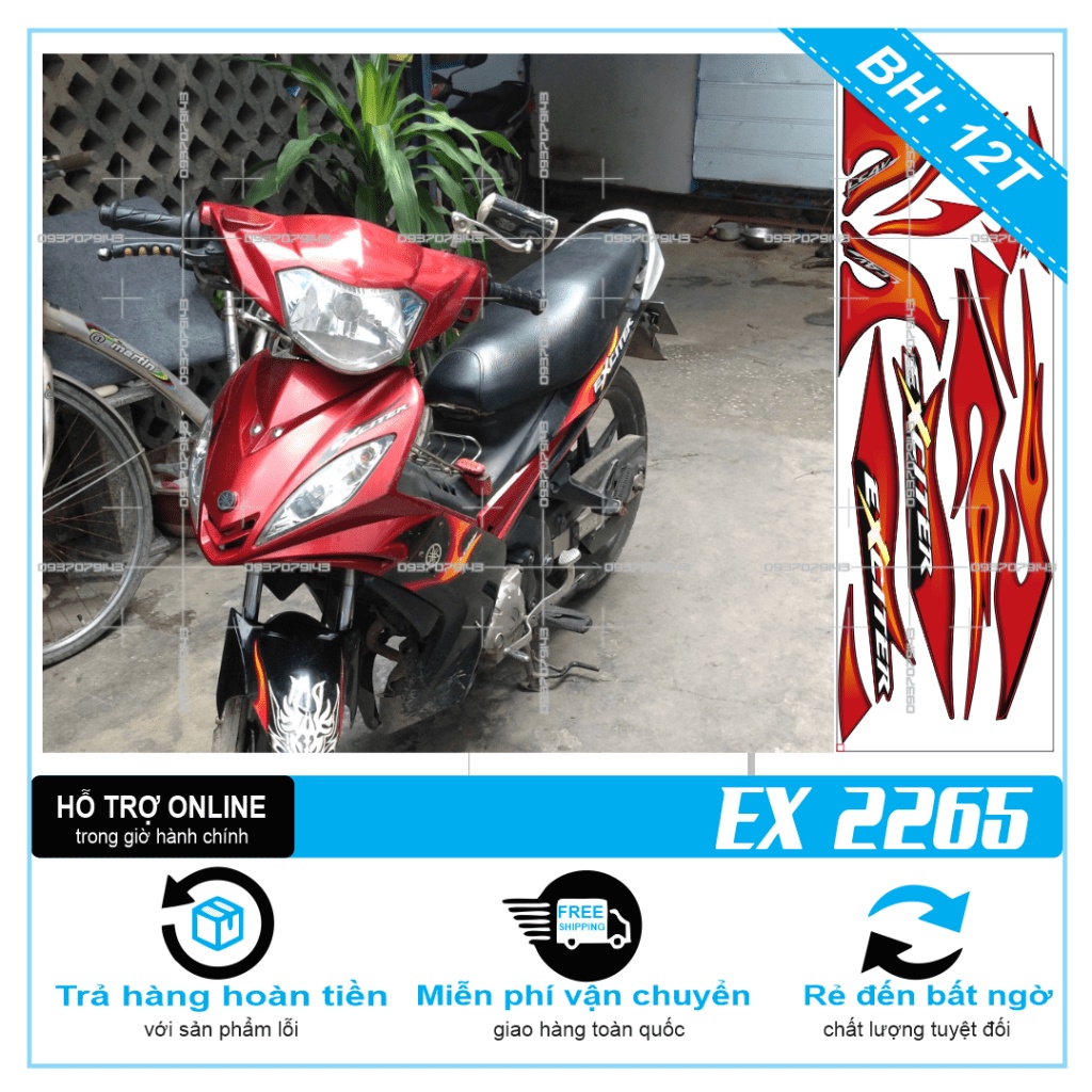 TEM RỜI EX 2007 LỬA ZIN -- SHIN DECAL 2