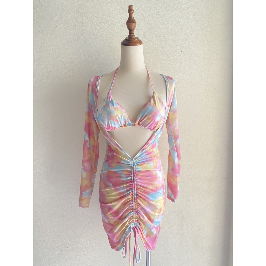 Đồ bơi nữ, bikini xanh dương sóng loang