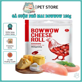 120g - snack thịt gà cuộn phô mai Bowwow - bánh thưởng ăn vặt thơm ngon dành cho thú cưng, chó mèo...Kitty Pet Shop