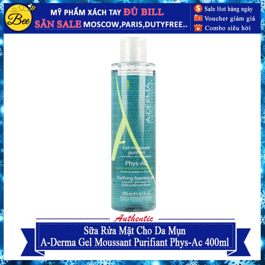 Sữa Rửa Mặt ADerma Gel Moussant Purifiant PhysAc 400ml