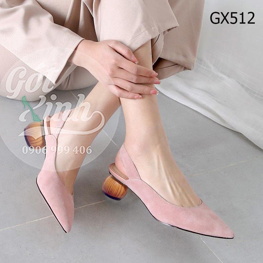 Slingback mũi nhọn gót gỗ 3 cm-Kèm video shop tự quay
