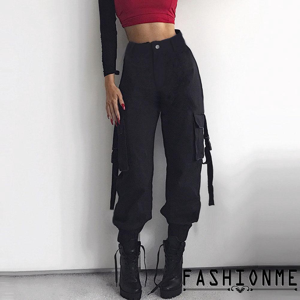 Quần jogger lưng cao kiểu dáng quân đội | BigBuy360 - bigbuy360.vn