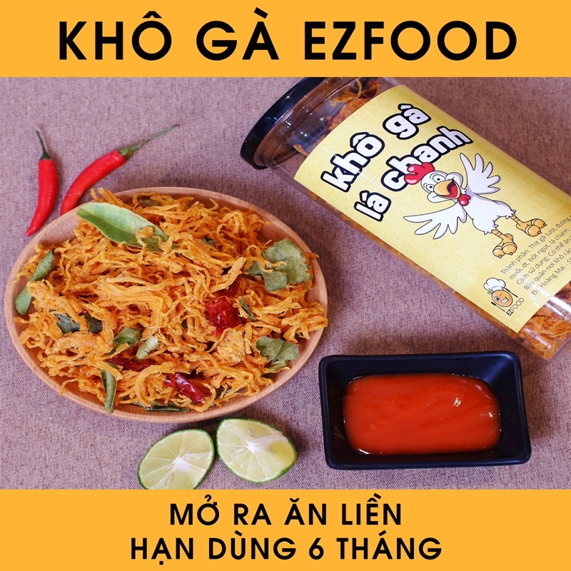 Khô gà lá chanh xé cay EZFoods 300g đồ ăn vặt Hà Nội vừa ngon vừa rẻ | BigBuy360 - bigbuy360.vn