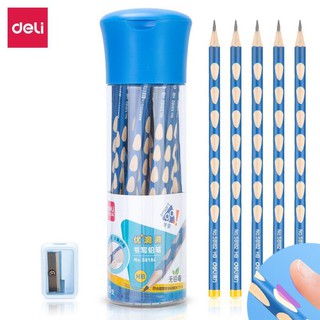 Set 30 bút chì 2B Deli có rãnh định vị cho bé tập cầm bút