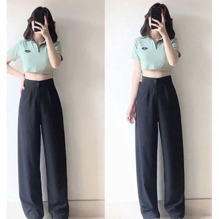 Quần ống rộng khoá trước