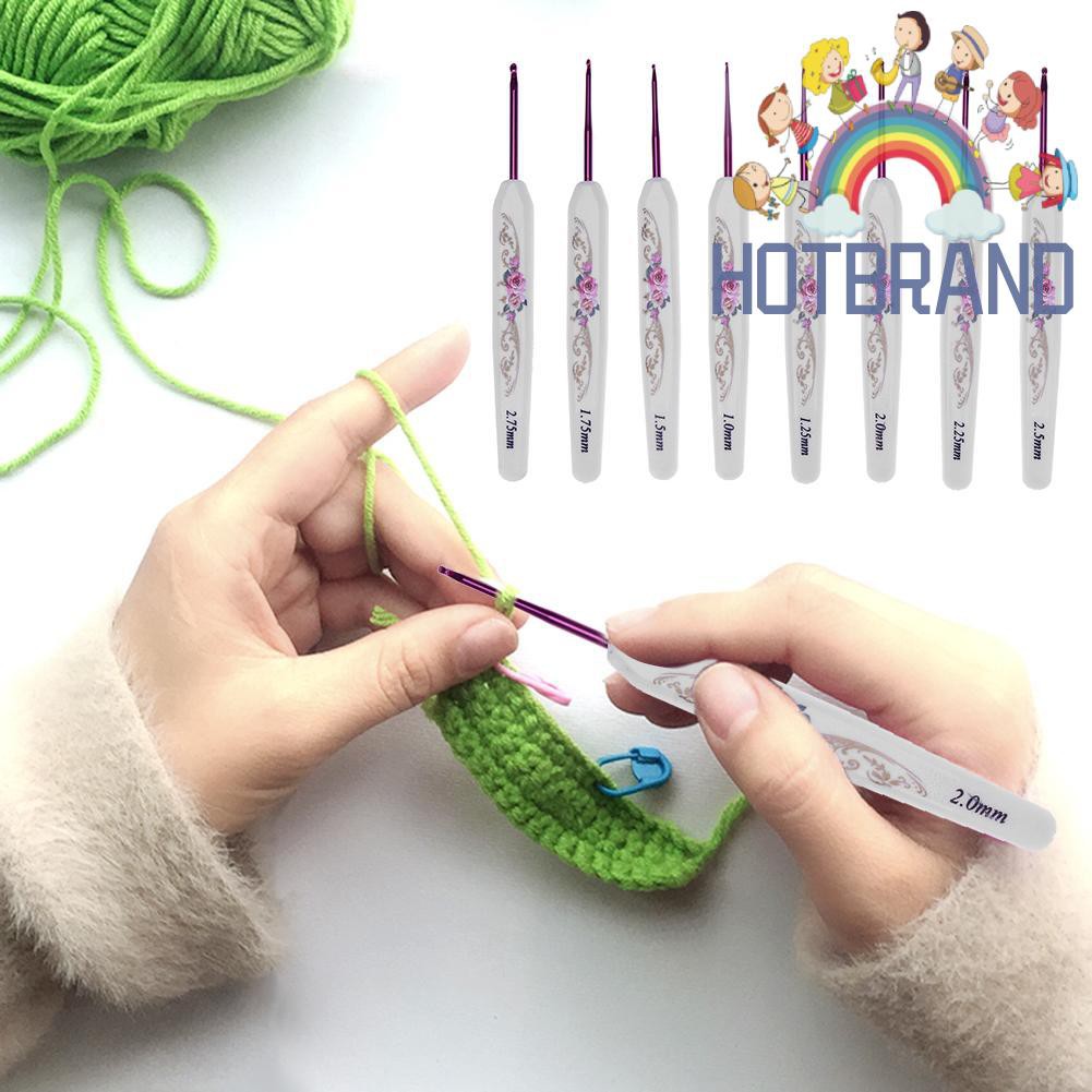 Set 8 kim đan móc len có tay cầm bằng nhôm mềm mại