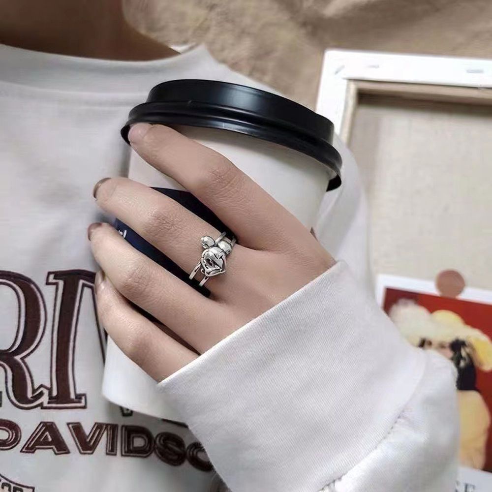 Nhẫn hở họa tiết chuột hoạt hình sáng tạo phong cách Hàn Quốc cổ điển dành cho nữ