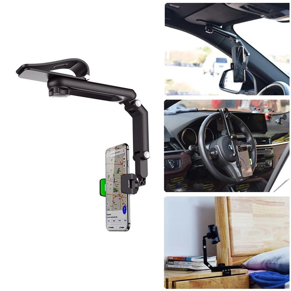Giá Đỡ Điện Thoại Xoay 1080 Độ Kẹp Gương Chiếu Hậu Xe Hơi