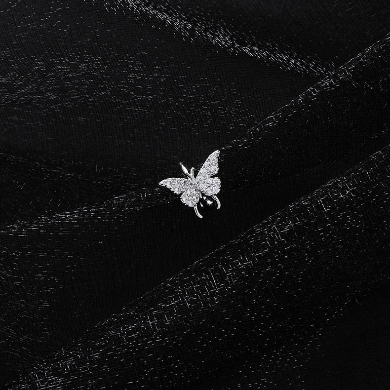 Bộ Khuyên Tai Hình Bướm Đính Đá zircon Cỡ Nhỏ Đơn Giản Cá Tính Dễ Phối Đồ Thời Trang
