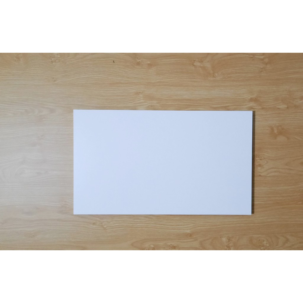 Mặt gỗ 40cm x 60cm dày 17mm phủ melamine 2 mặt, 4 cạnh dán chỉ pvc chống thấm nước.