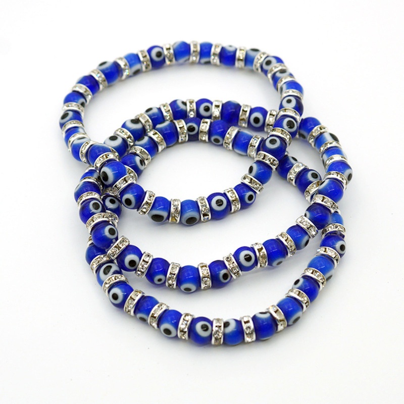 Vòng Tay Hạt Mắt Quỷ Thổ Nhĩ Kỳ Bằng Kính Murano Màu Xanh Dương Cho Nữ