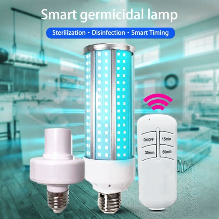 60W UV Ozone Germicidal Light UVC Corn Lamp Bulb E27 LED Disinfection Light 110V Remote Control Lamp