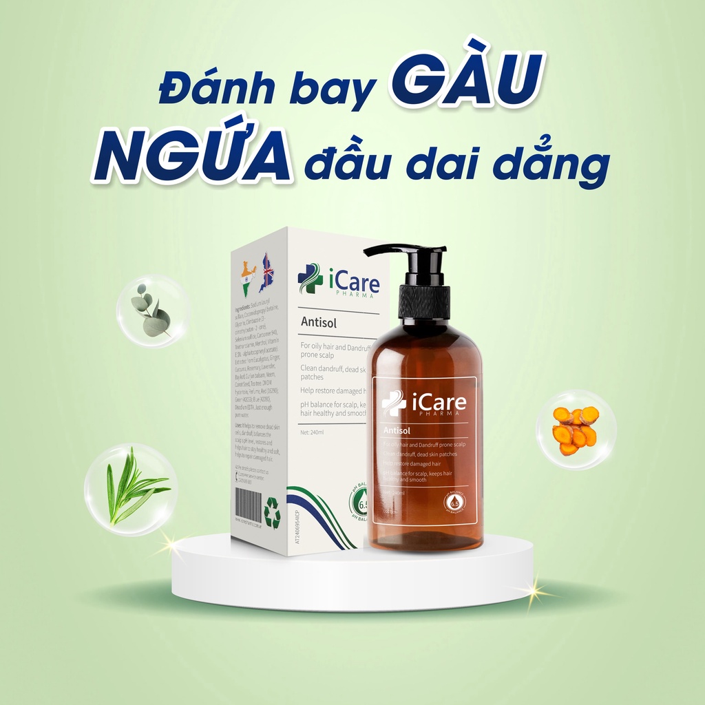Dầu Gội Dược Liệu Antisol - Sạch Gàu, Giảm Ngứa, Chống Rụng, Không Gây Khô Tóc